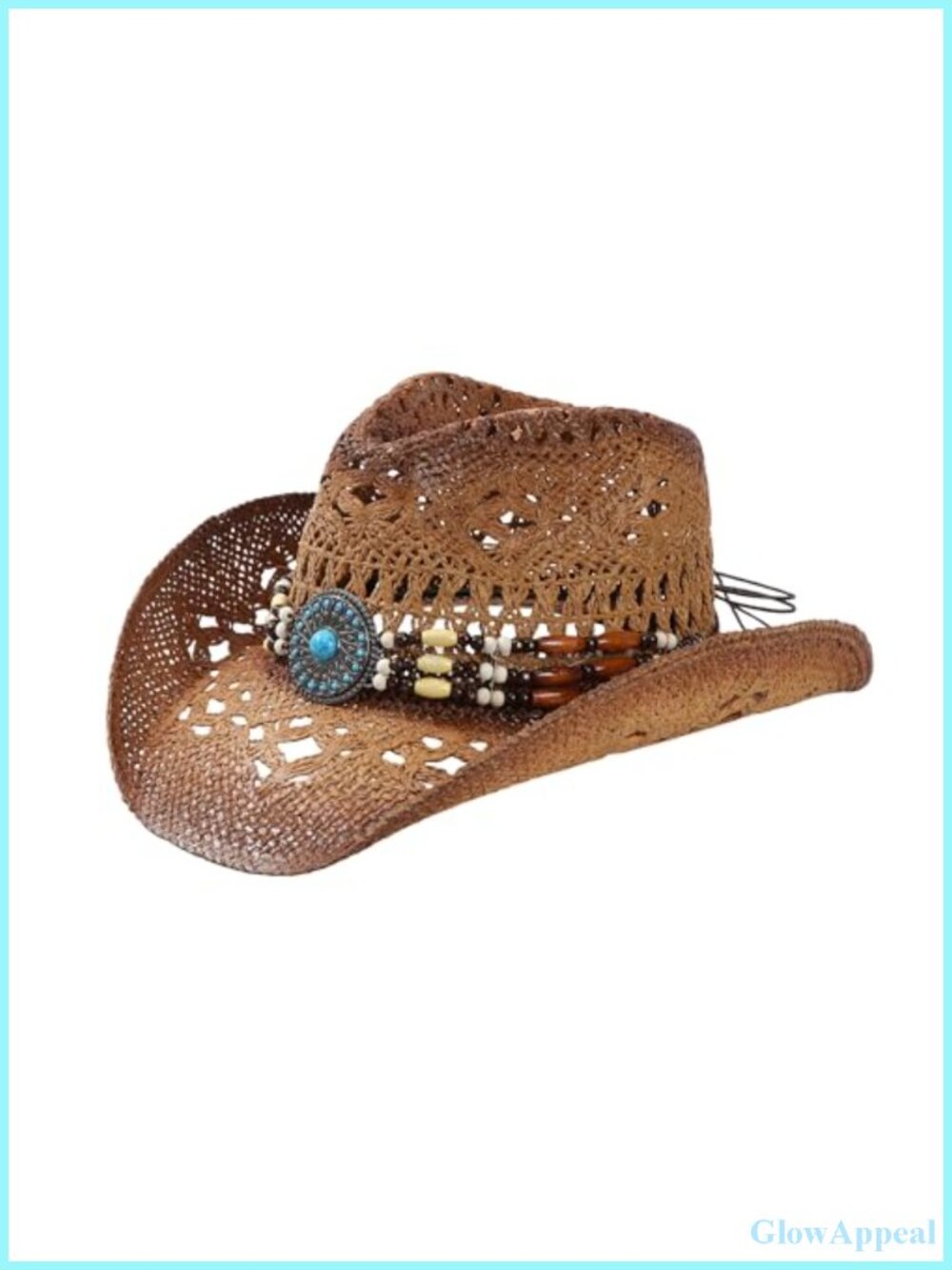 Straw Cowboy Hat Wide Brim Shapeable Adjustable Chin Strap for Rodeo